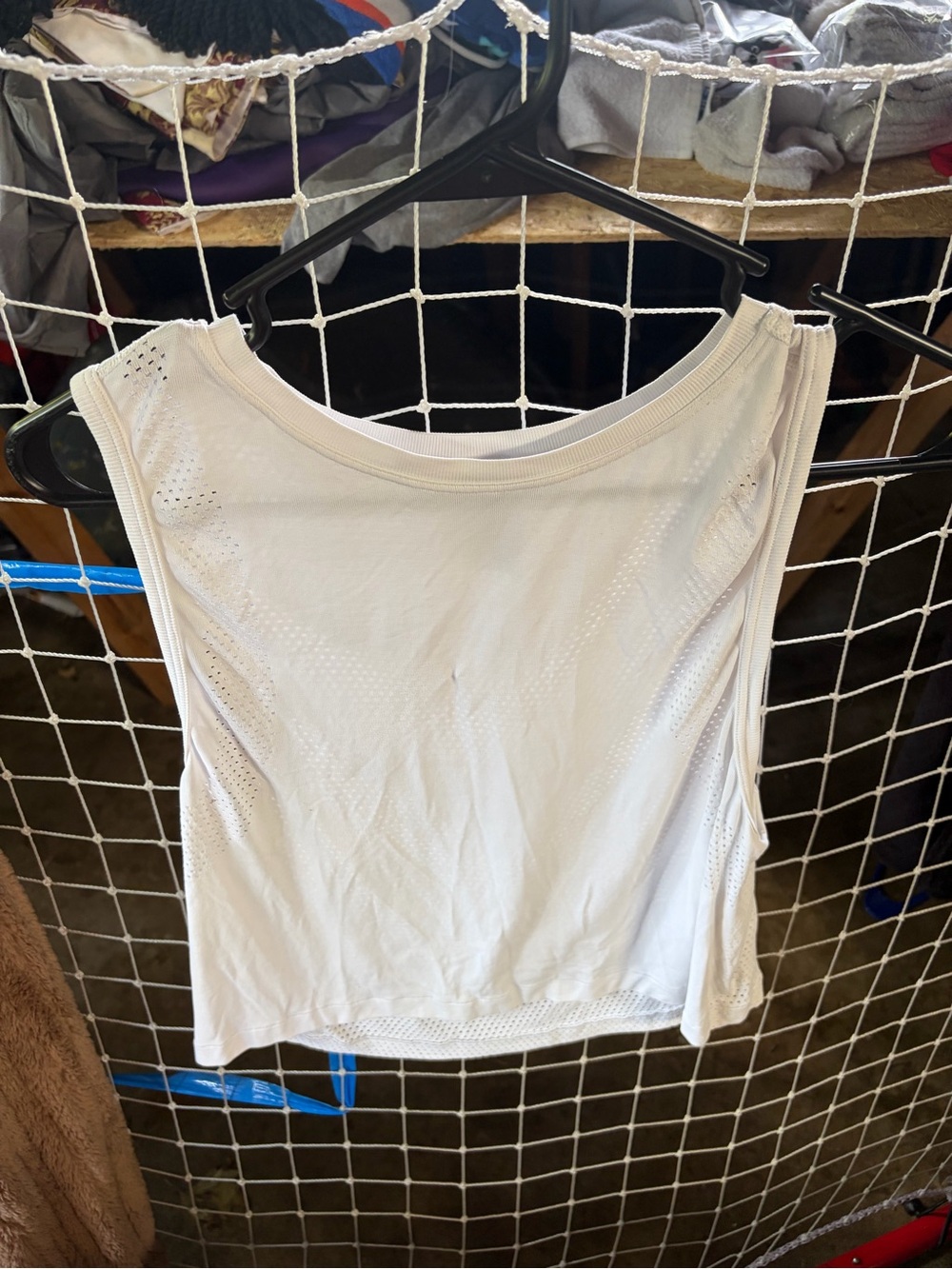PINK Victoria's Secret White Mesh-Detail Tank Top